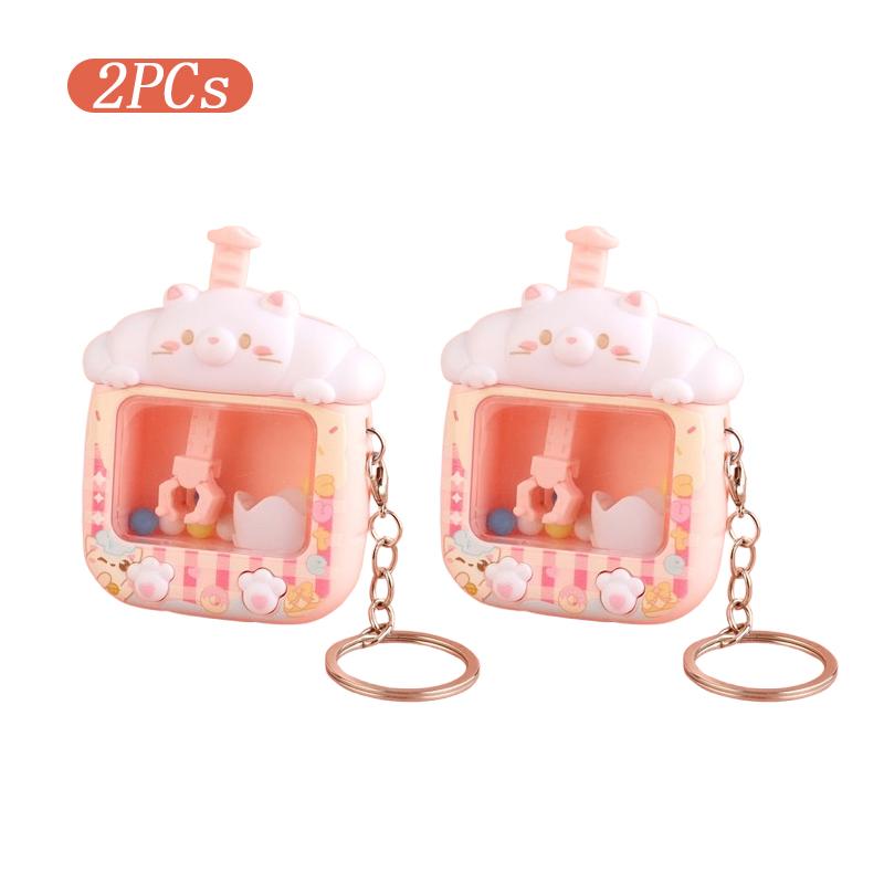 1~8PCS Claw Machine Shape Keychain On The Phone Cute Small Key Chain Bag Pendant Playable Toy Children Christmas Birthday Gifts