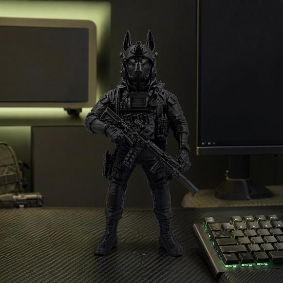 Anubis Tactical Dog Statue, 3D Printed Egyptian Warrior Decor, Mythical Military Figurine for Desk, Collectible Gift for Men
