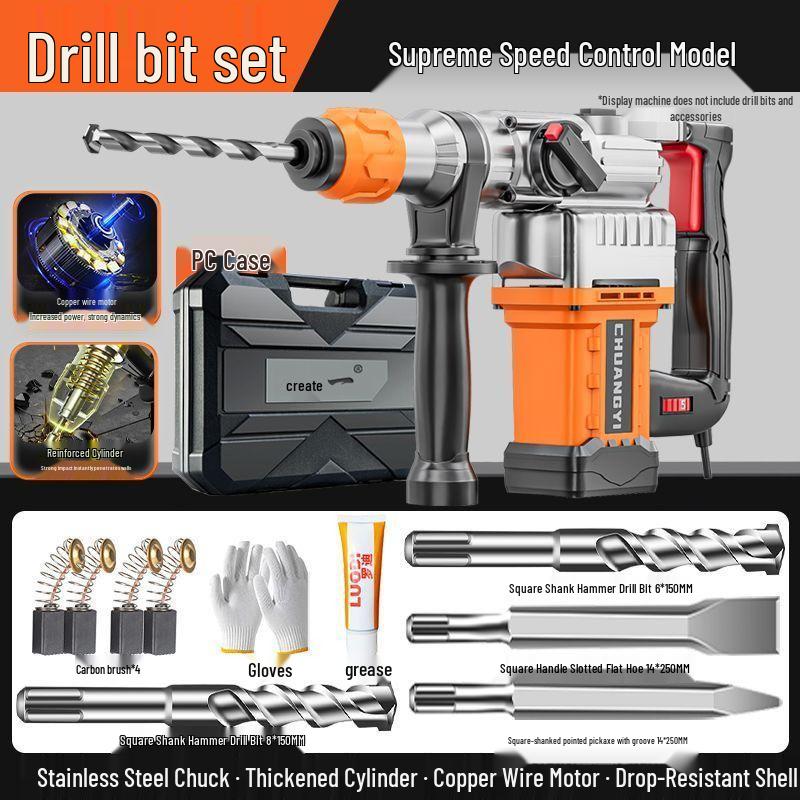 Industrial Grade Multi-Functional Heavy Duty Electric Hammer with Three-in-One Impact for Professional Engineering and Chiseling