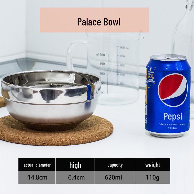 Zhebu 15cm Double-Wall Stainless Steel Anti-Scald Multi-Purpose Bowl Set