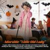 100 Days Of School Granny Costume Set For Kids Pink Floral Print A Line Dress With Long Sleeves For Halloween And Dance Parties