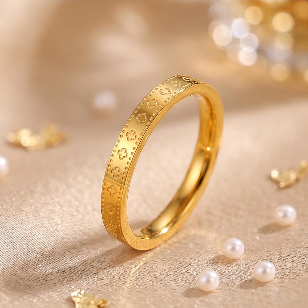 2026 Luxury Four-Leaf Clover Kaleidoscope Ring for Women – Stylish, Durable, and High-End Design. Size 9 золотой