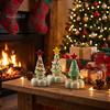 Handcrafted Holiday Table Decor Handmade Glass Christmas Tree Ornament with Star Top And Colorful Bead Details, Unique Gifts for Friends Desktop
