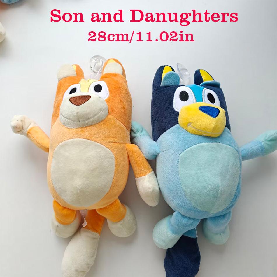 1-4Pcs Hot Blueyed Dog Bingo Family 15-28Cm Plush Toy Cartoon Dog Soft Stuffed Animals Dolls Birthday Gifts Family Blue