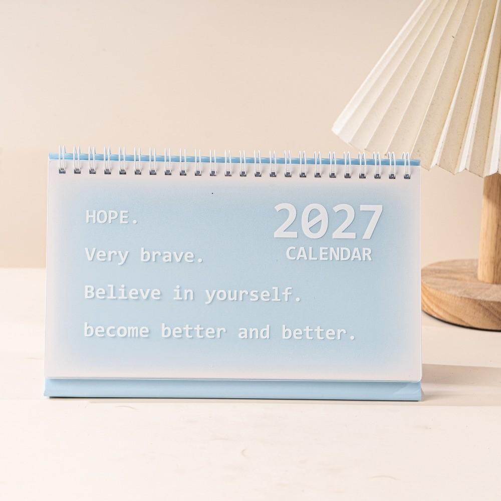 Standing Design 2027 Desktop Calendar Metal Coil Spiral Desk Calendar Home Study