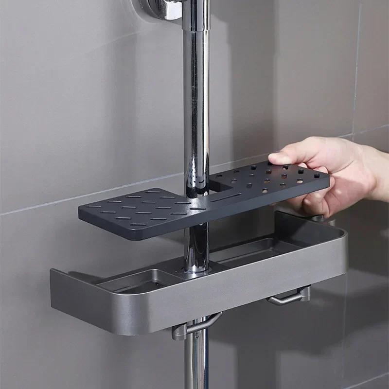 Raft de duș Raft de depozitare Suport de ridicare de uz casnic pentru baie Fără perforare Toaletă Bară de duș Tavă de depozitare Accesorii de baie