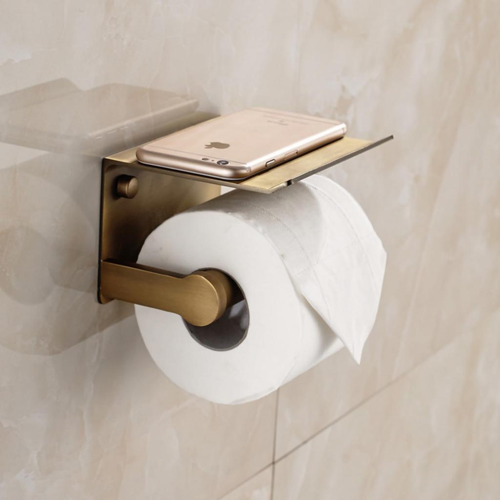 COZENTA Toilet Paper Holder, Antique Gold and Brass, Stylish