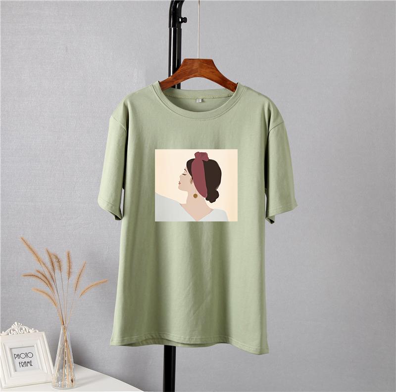 Hirsionsan Vintage Printed T Shirt Women Summer Chic Tees 100% Cotton Elegant Jumper Clothes Oversized Casual Pullover Top