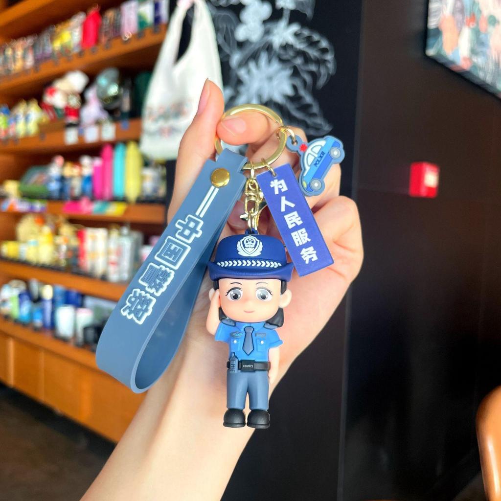 Firefighter Keychain: Cute 3D Traffic Police Pendant, Fashionable Event Gift