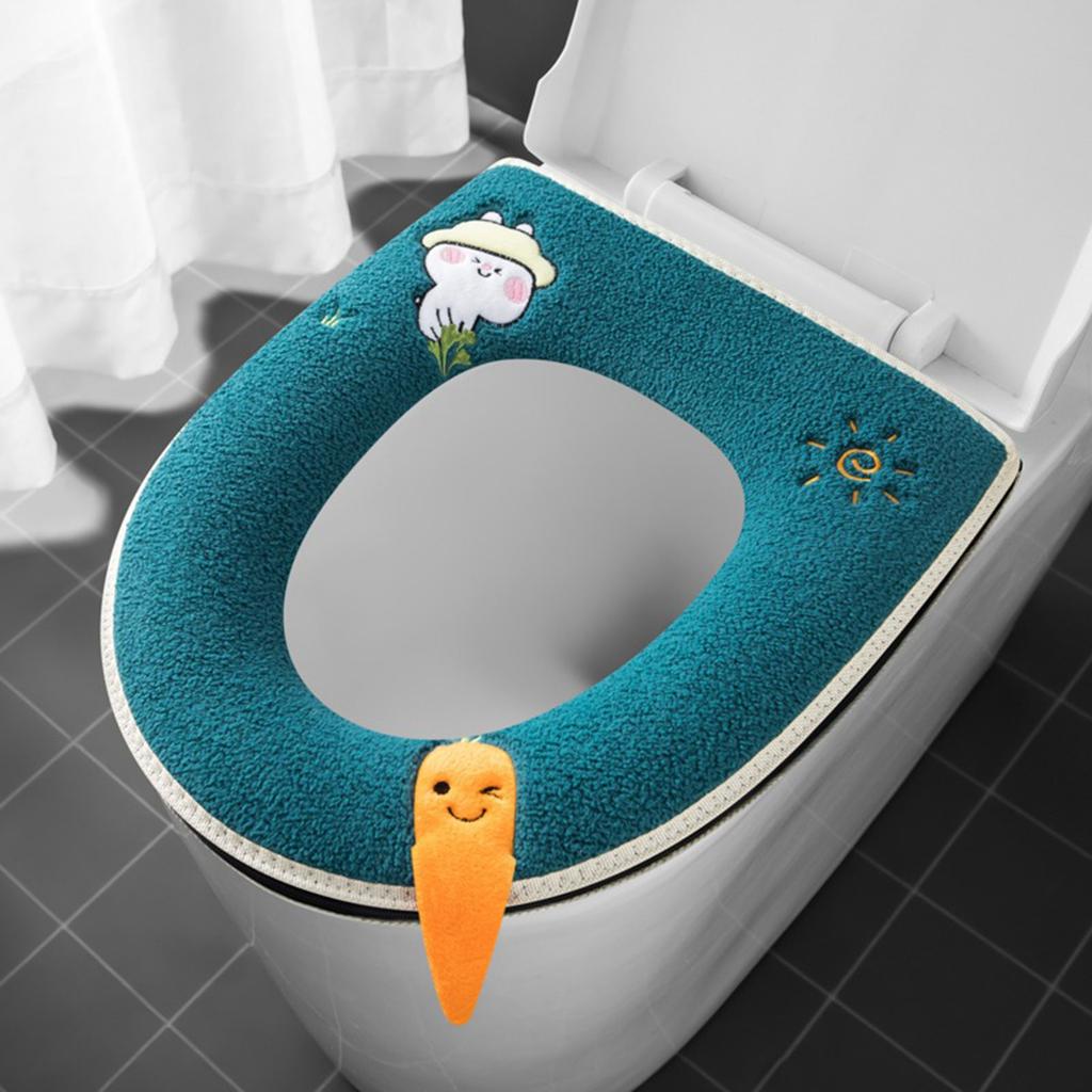 Toilet Seat Cover Mat Zip Fastener Bathroom Toilet Pad Cushion with Handle Stylish Practical