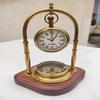 Tischuhr aus Messing mit Kompass Viktorianischer Stil Schreibtischdeko