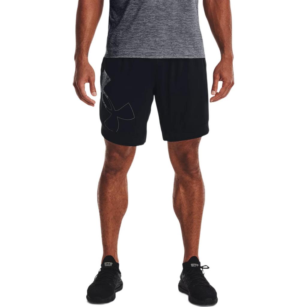 Under Armour Solid Color Large Logo Print Breathable Sports Training Shorts Men Shorts Black 1370394-001