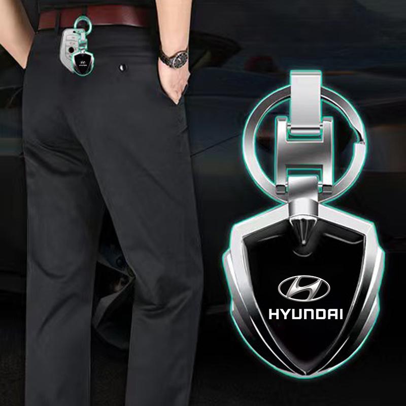 1Pcs Car Emblem Stying Metal Key Rings Shield Shaped Keychain For Hyundai Accent AMICA Aslan Azera DYNASTY Elantra Equus Galloper