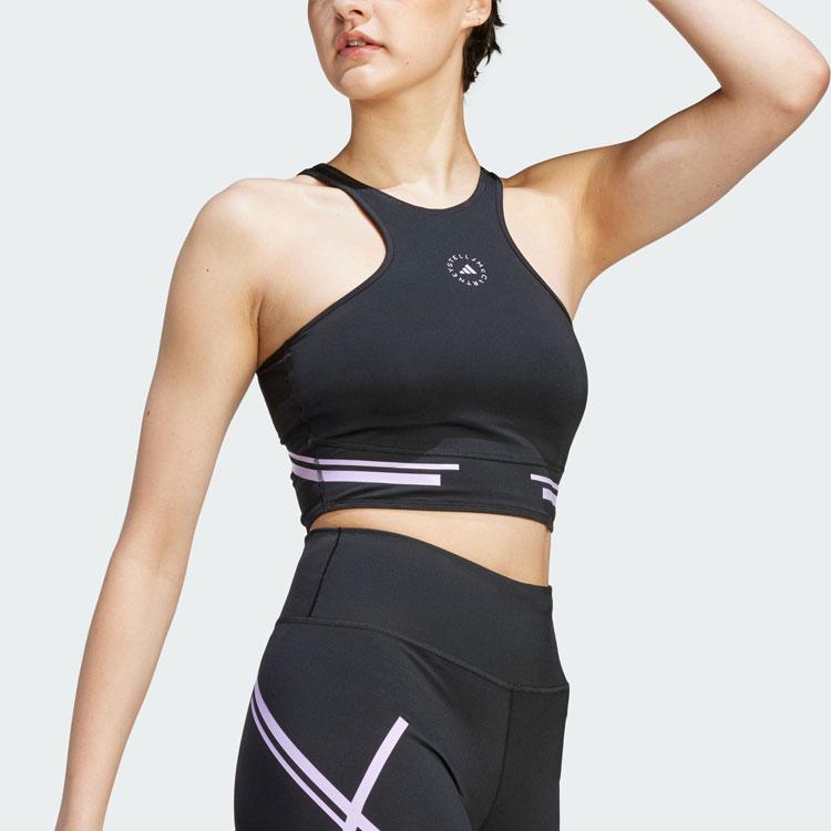 Adidas X Stella McCartney Truepace Running Crop Top Color Block Sports Tank Women Tops Black IP9141