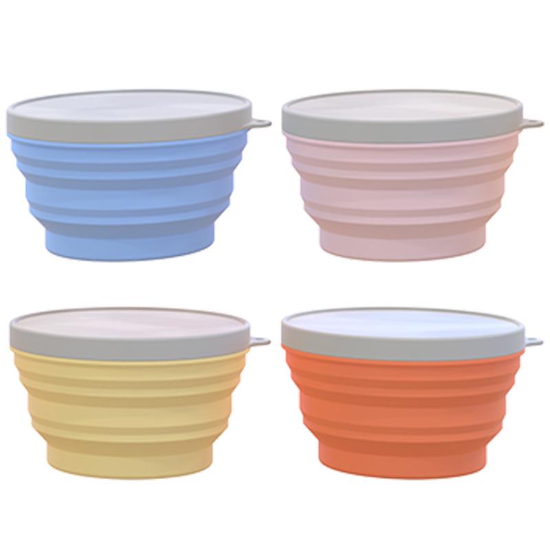 Silicone Collapsible Lunch Box Set: 3-Piece Food-Grade Microwave-Safe Bowls for Kitchen & Outdoor Use