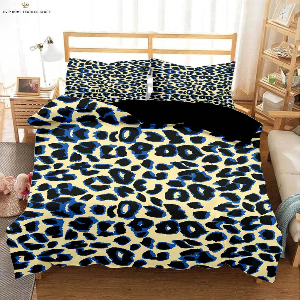 Black And White Leopard Animal Fur Texture 3D Printed Quilt Cover 100% Polyester Bedding Set Duvet Cover Pillowcase 3 Pieces