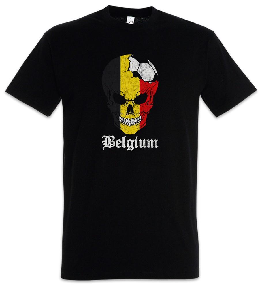 Belgium Football Skull I T-Shirt belgian Soccer Flag Banner World Championship