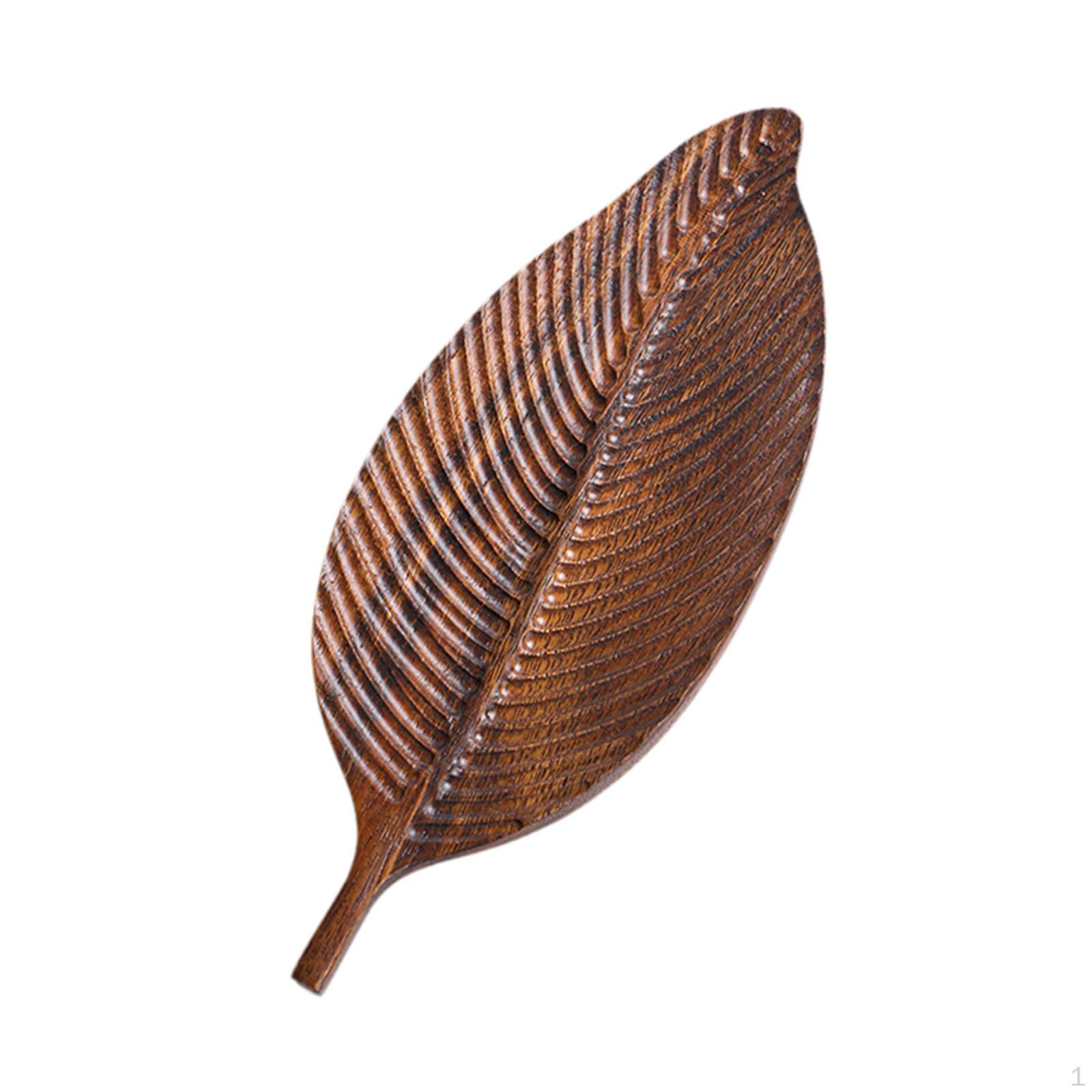 

Wooden Serving Tray Fruit Plate Leaf Shape Decorative Rustic Rack Snack Holder for Tea Room