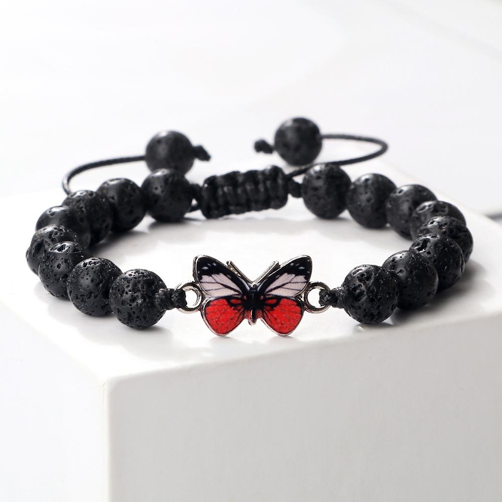 Adjustable Hand-Woven Bracelet with Butterfly Pendant for Women, Men's Gift, In Stock