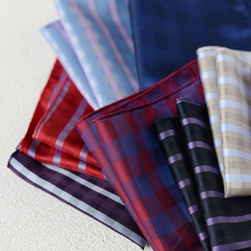 Striped Polyester Silk Pocket Square for Wedding or Business