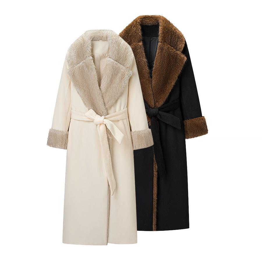European and American style, new women's clothing, versatile, fashionable, fashionable, big fur collar woolen coat