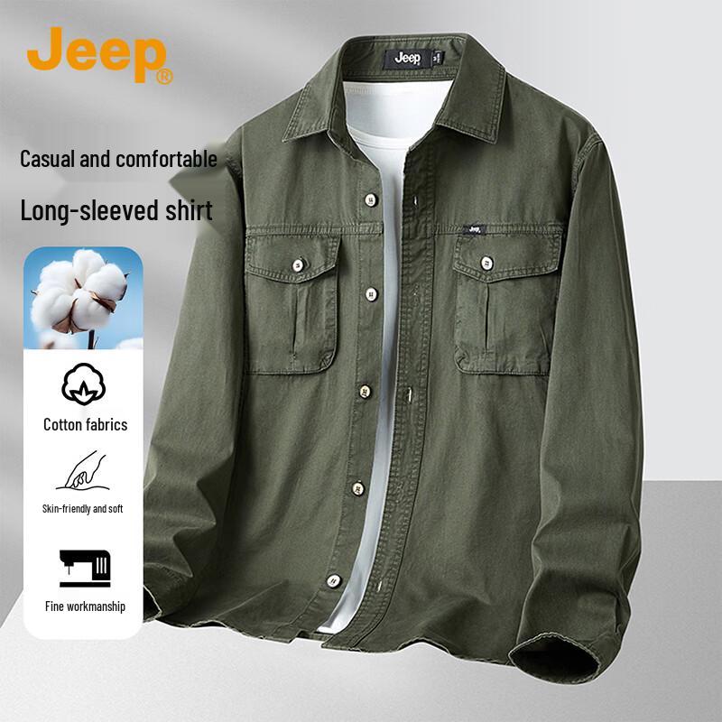 JEEP Men's Pure Cotton Long Sleeve Casual Shirt