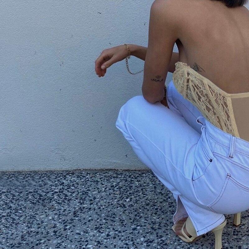 Women Strapless Sheer Mesh Lace Tube Top Sexy Backless Sleeveless Tops Underwear