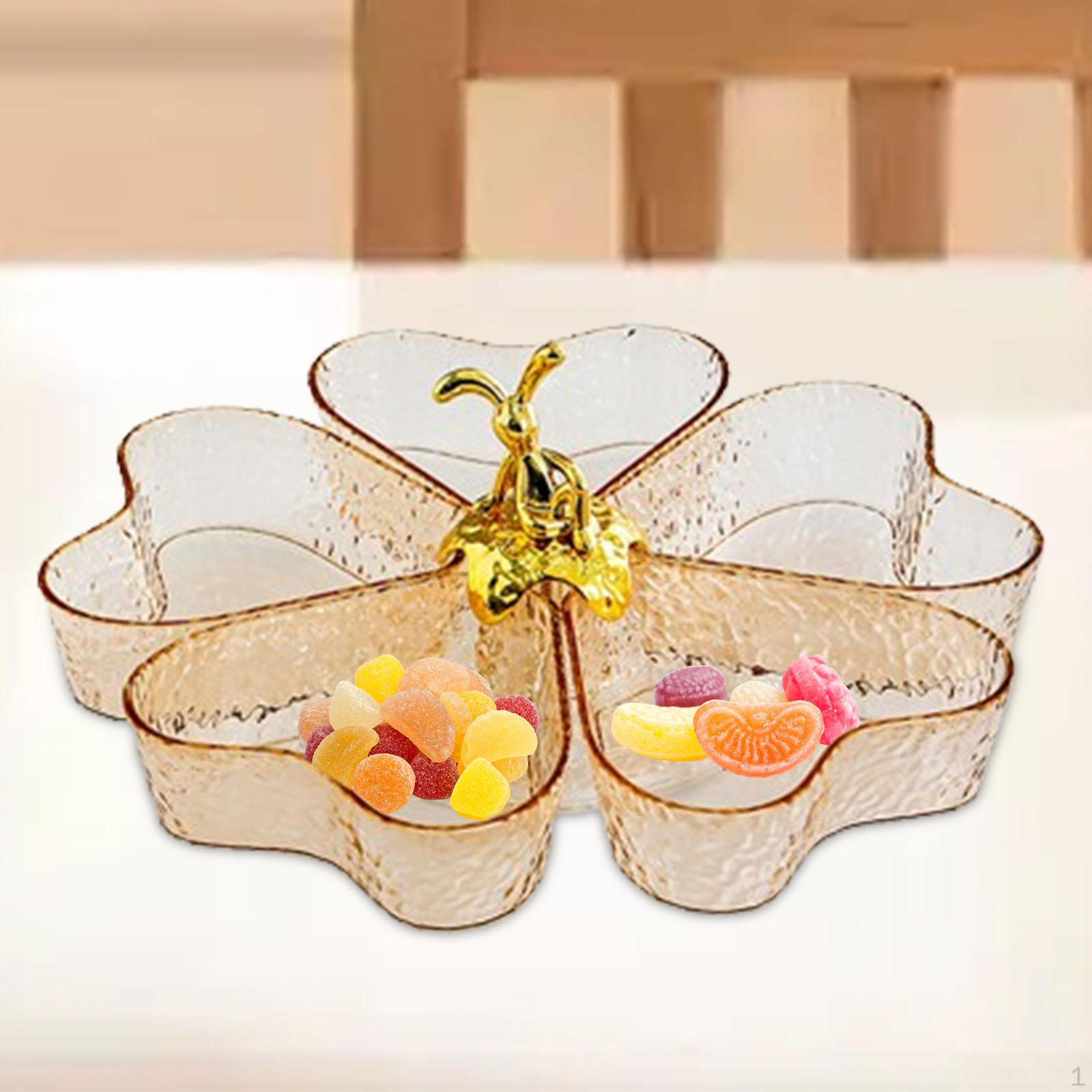 

Роздільний піднос Страви з цукерок і горіхів Закусочна тарілка 5 решіток, що обертаються, закуска для десерту, Brown w Gold Rabbit