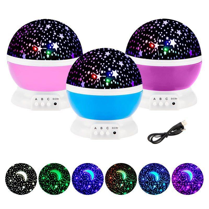 Night Starry Light Projector Star Sky Moon Lamp Kids Bedroom Lights Rotating Led