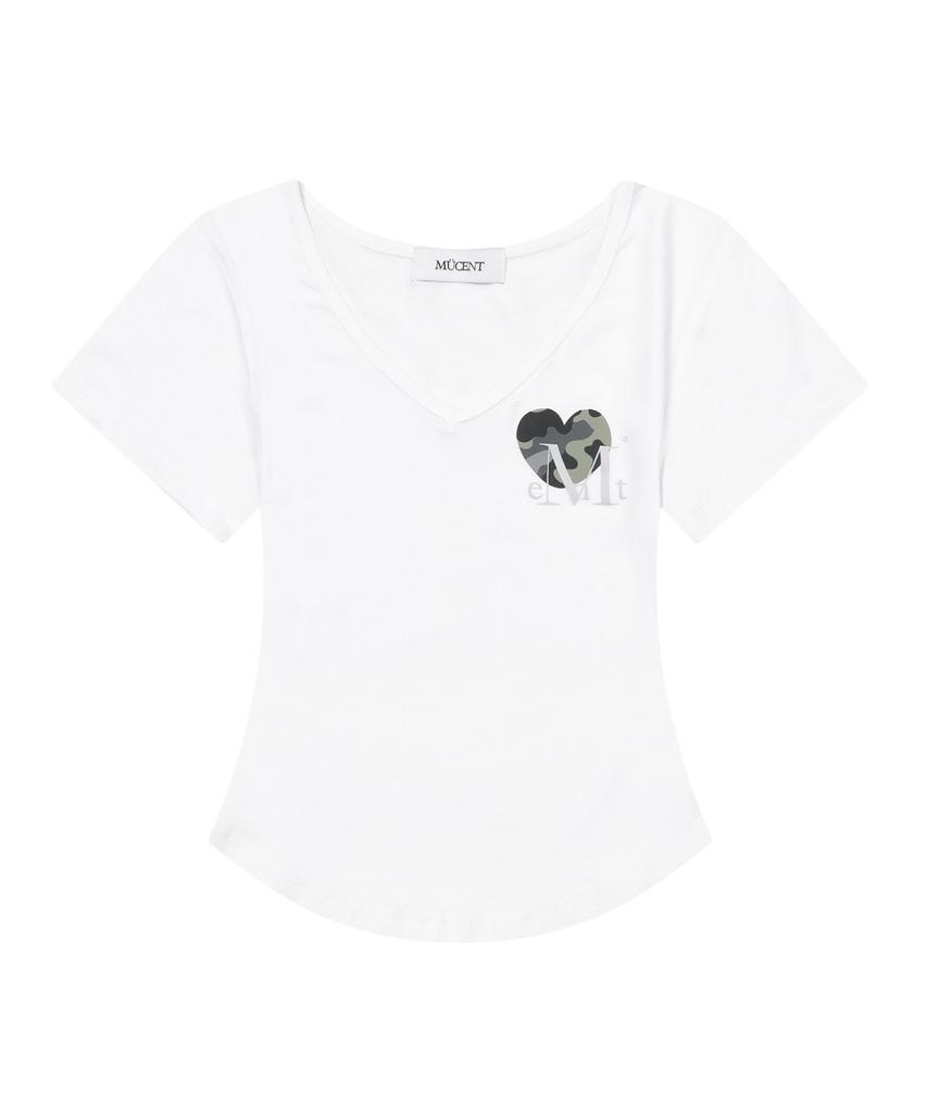 MUCENT Veint Heart Camo V-Neck Short Sleeve T-Shirt (3 Colors)