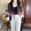 Modefarben Hemd Damen Sommer Tie Dye Kontrastfarbe Sonnenschutzhemden Koreanische Streetwear Bluse