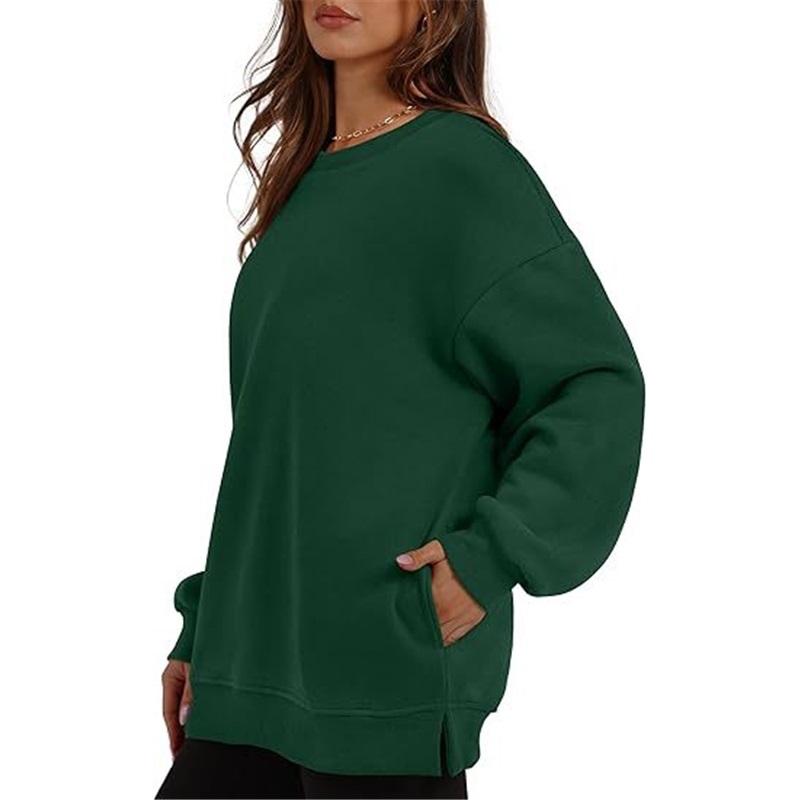 Damen Freizeit Rundhals Sweatshirt Mit Taschen Locker Langarm Oberteil