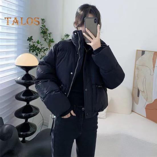 Vinter Dunjakke Fortykket Vattert Ståkrage Store Glidelåslommer Glidelåslukking Vindtett Lange Ermer Varmebevarende Varm Hverdagsovertøy Bomullsjakke