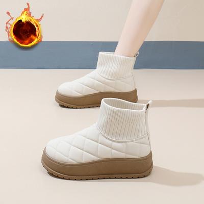 Chunky Platform Snow Boots for Women Non-Slip Lace-Up Ankle Booties Shoes With Faux Fur Lining Women's Winter Warm Comfortable Walking Short Boots