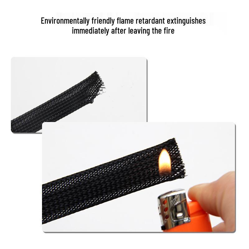 PET Braided Expandable 3mm Snakeskin Mesh Audio Cable Sleeve, Nylon Shockproof, 5 Meters