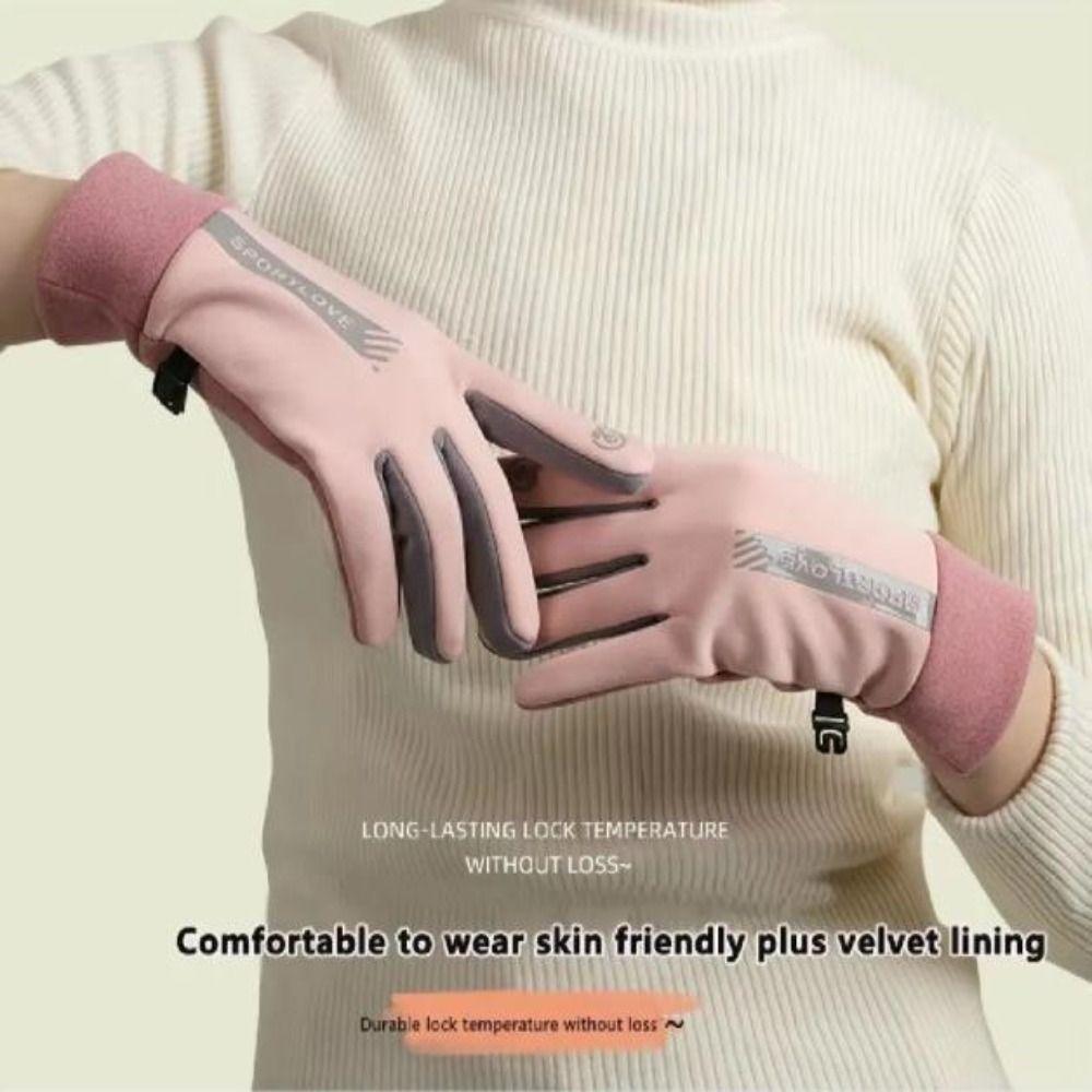 Plush Ski Gloves Thickened Touch Screen Gloves Unisex Cycling Mittens  Outdoor