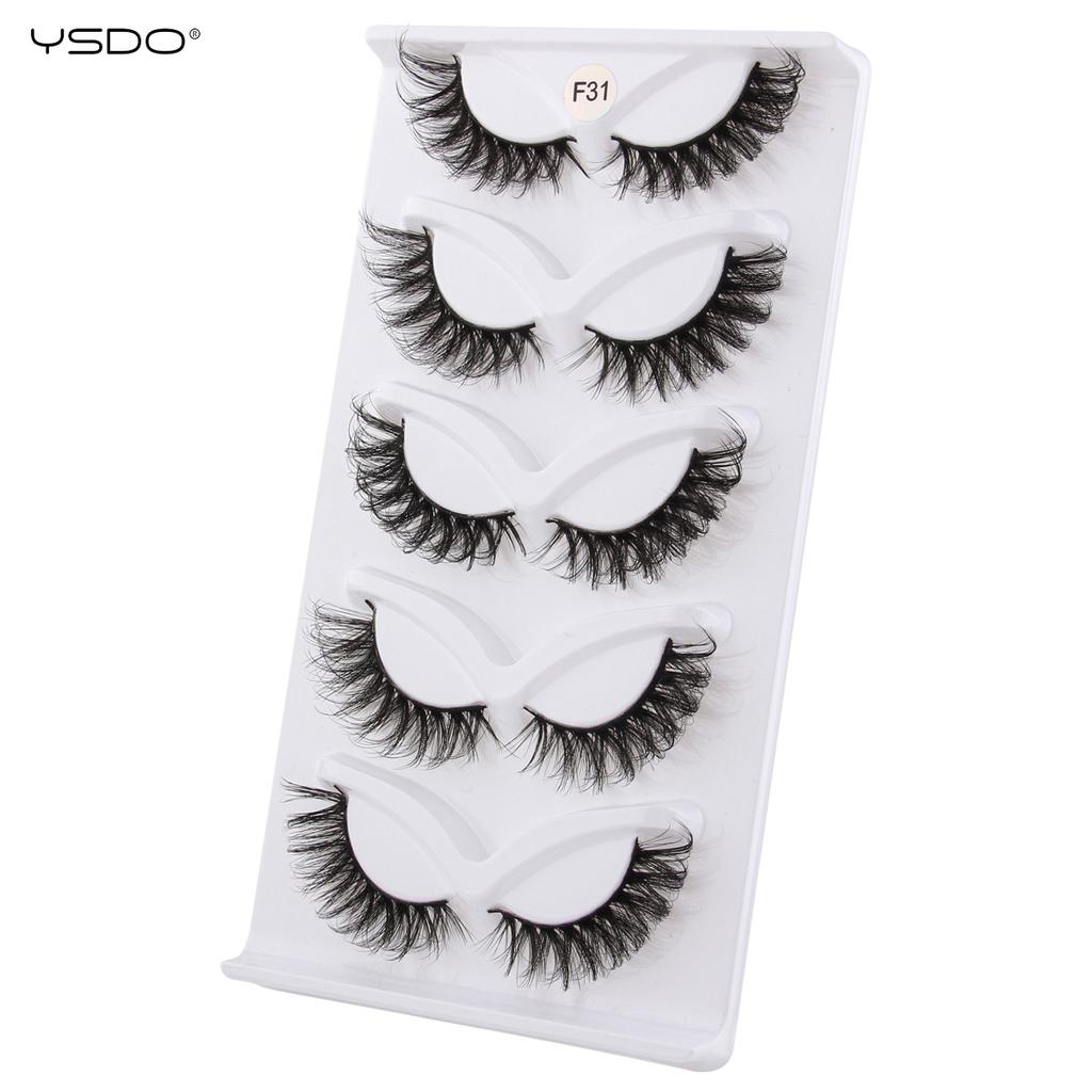 Fox Eye Lashes 3/5 Pairs Thick Winged Wispy 3D False Eyelashes Makeup Faux Fluffy Mink Lashes Fake Natural Eyelashes Extension