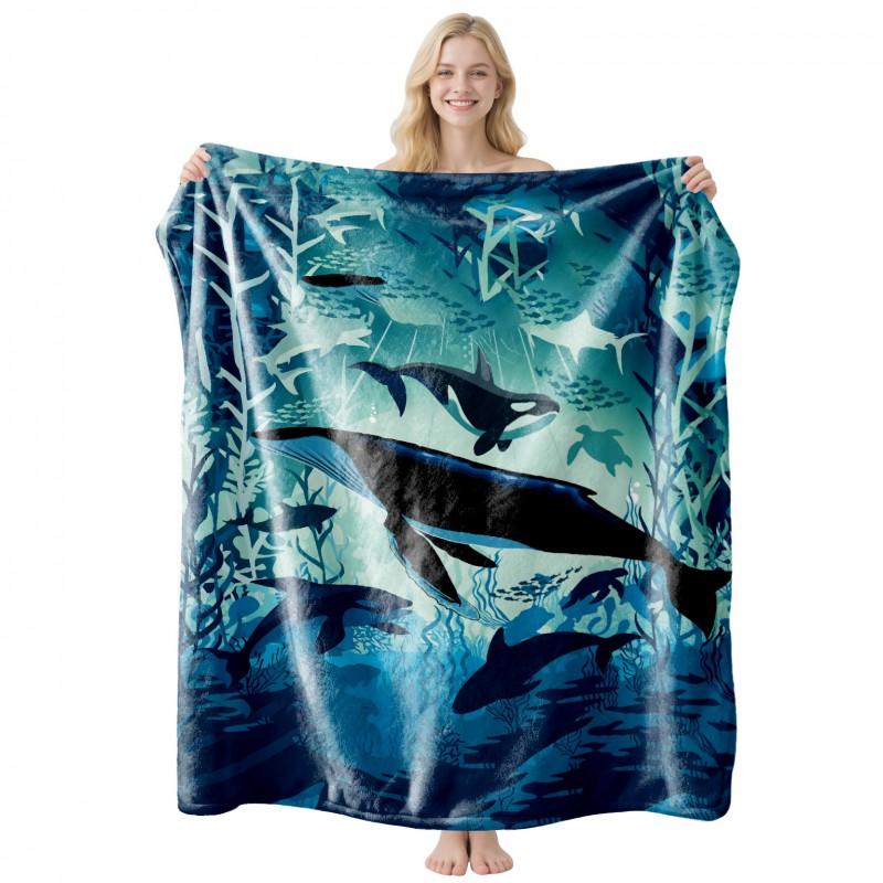 Cool Contrast Tiger Print Flannel Blanket Soft Nap Air Conditioner Throw Home