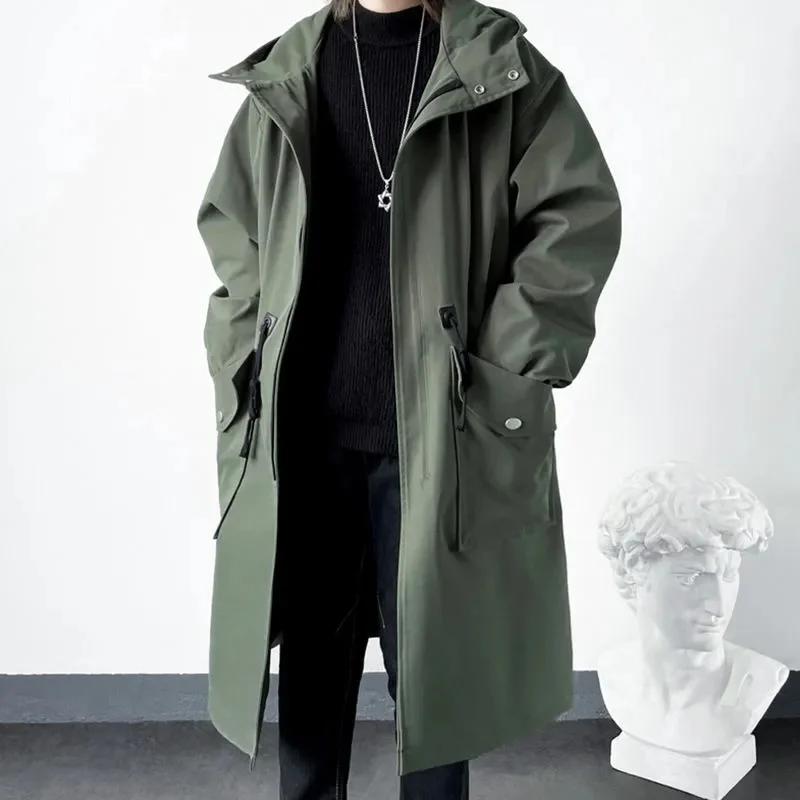 

Windbreaker Jacket Men s Spring and Autumn Mid-length Men s Autumn Men s Casual Long Coat L зелений