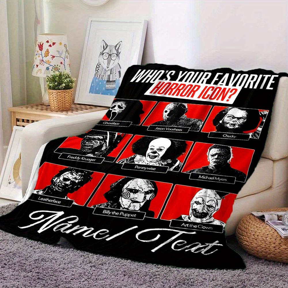 Horror Icons Ghostface Jason Voorhees Chucky Freddy Krueger Pennywise Michael Myers Leatherface Billy The Puppet Archie Clown Four Seasons Blanket