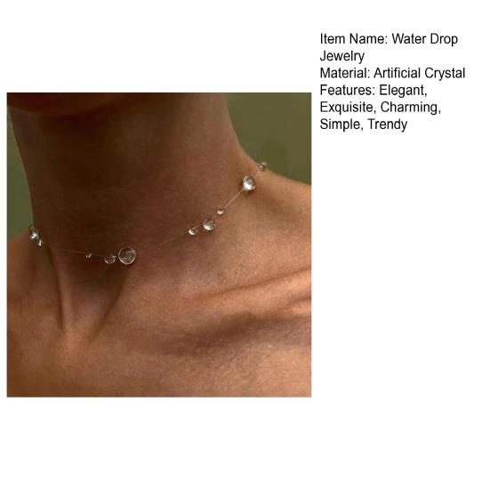 Klares Wassertropfen-Schmuckstück Künstliches Kristallglas Runde Perlenkette Quaste Ohrring Tropfenförmiges Perlenarmband für Hochzeitsfeier