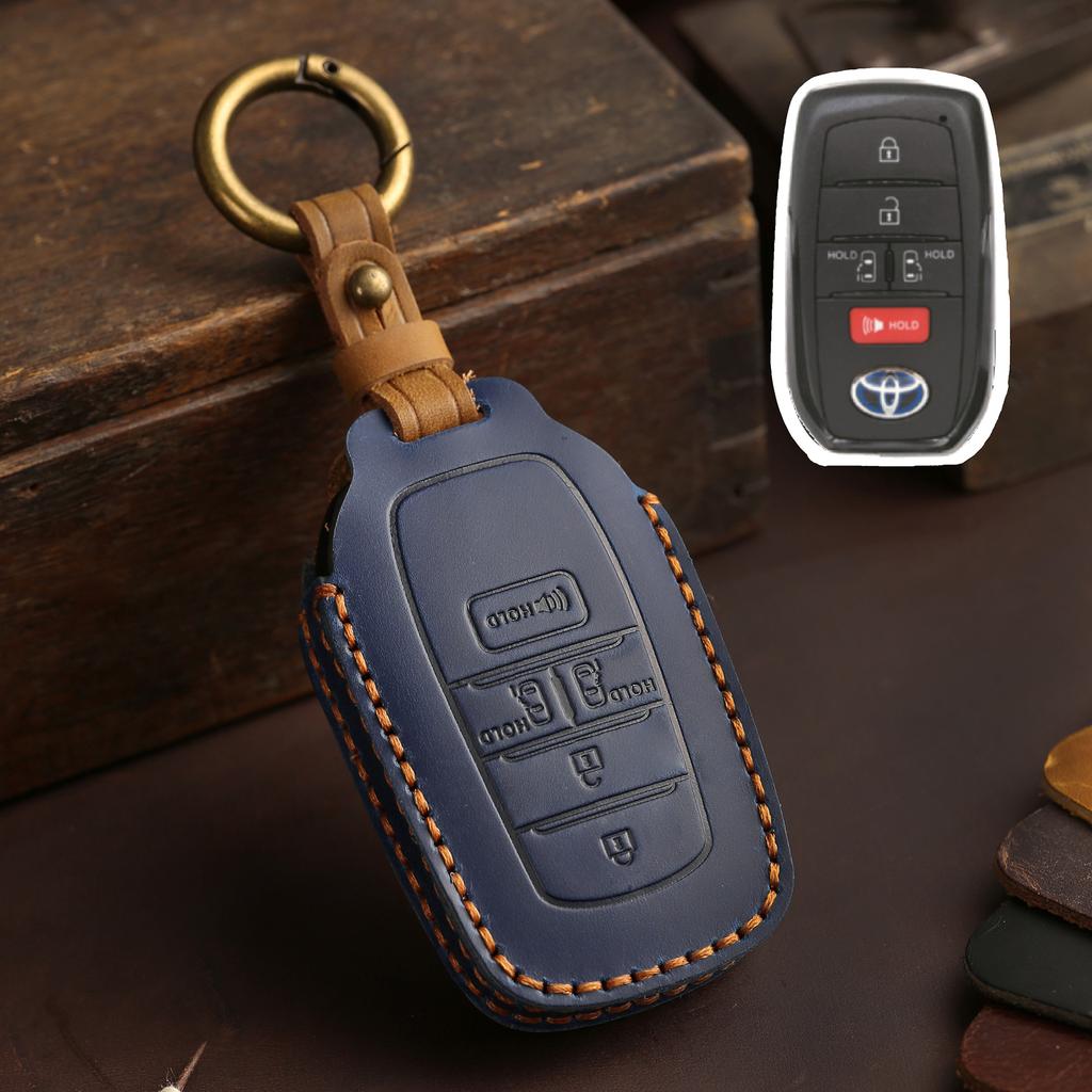 Leather Car Key Cover Case for TOYOTA Sienna RAV4 VENZA Mirai Hybrid Vehicles Alphard PREVIA Voxy Keyless Go Remote Keychain Set