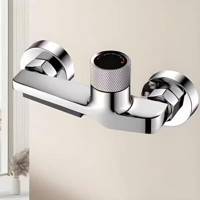 Modern Bathroom Faucet - Wall-Mounted Bathtub/Shower Mixer Tap with Hot & Cold Control, Concealed Valve, Matte Black Finish for