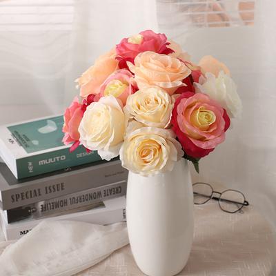 Artificial Flower Realistic Looking Bent Freely Faux Silk Flower Simulation Rose Bouquet