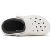 Crocs Unisex Classic Lined Clog White/Grey Warm Comfort Slip On 203591-10M