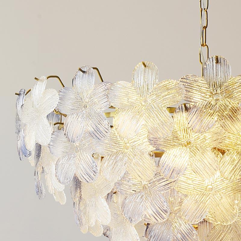 French Style LED Flower Pendant Light - Modern Glass Hanging Lamp for Living Room, Dining Room & Bedroom Home Decor