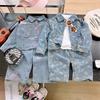 Girls Clothing Sets Spring Autumn Children's Clothing Cute Denim Jacket Cardigan Straight Leg Jeans Kids Suit