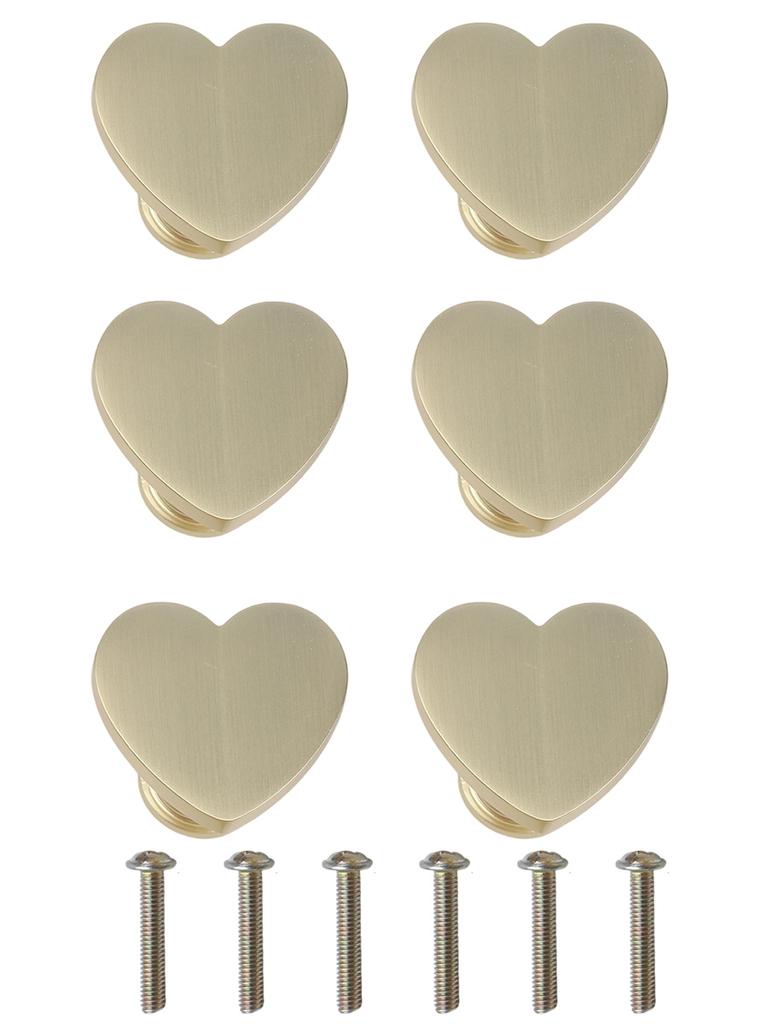 6PCS Heart Shaped Zinc Alloy Knobs for Cabinets Drawers Wardrobes Metal Handles with Screws for Home Furniture