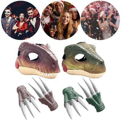Lustige Dinosaurier-Maske mit Dinosaurier-Schrei Lebensechte Dinosaurier-Maske Kopfbedeckung Raptor Dinosaurier-Maske für Halloween Karnevalsparty