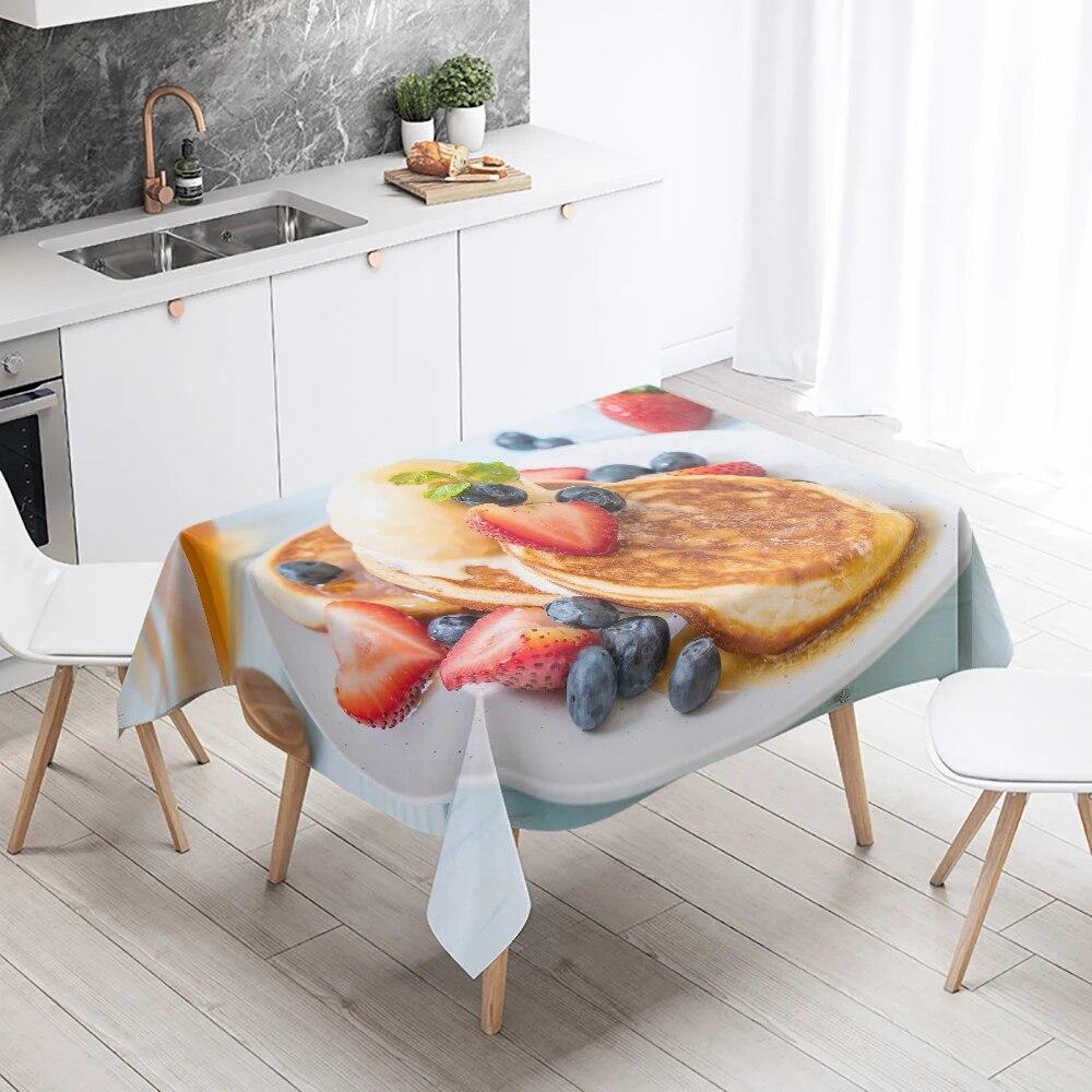 Bedruckte Tischdecke mit Gourmet-Kuchen, für Restaurant, Küche, Tischdekoration, schmutzabweisend, wasserdicht, rechteckig, Heimdekoration